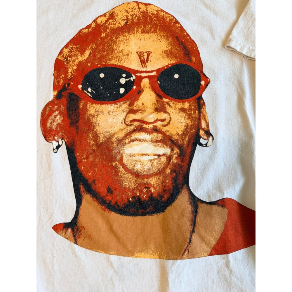Vlone Dennis Rodman Graphic T-Shirt Mens Large White Short Sleeve Streetwear L - Picture 2 of 7
